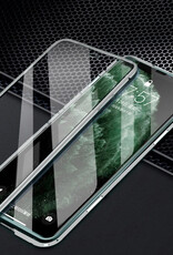 Nomfy Hoesje Geschikt voor iPhone 12 Hoesje Magnetisch Case Back Cover - Hoesje Geschikt voor iPhone 12 Hoes Met Dubbelzijdig Gehard Glas - Zilver