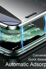 Nomfy Hoesje Geschikt voor iPhone 12 Pro Max Hoesje Magnetisch Case Back Cover - Hoesje Geschikt voor iPhone 12 Pro Max Hoes Met Dubbelzijdig Gehard Glas - Zilver