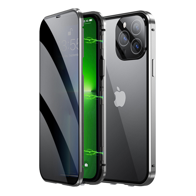 NoXx Hoes Geschikt voor iPhone 13 Mini Hoesje Magnetische Hoes Back Cover Metalen Case Hoes Stevig Telefoonhoesje - Zilver