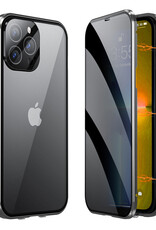 Nomfy Hoesje Geschikt voor iPhone 13 Pro Hoesje Magnetisch Case Back Cover - Hoesje Geschikt voor iPhone 13 Pro Hoes Met Dubbelzijdig Gehard Glas - Zilver