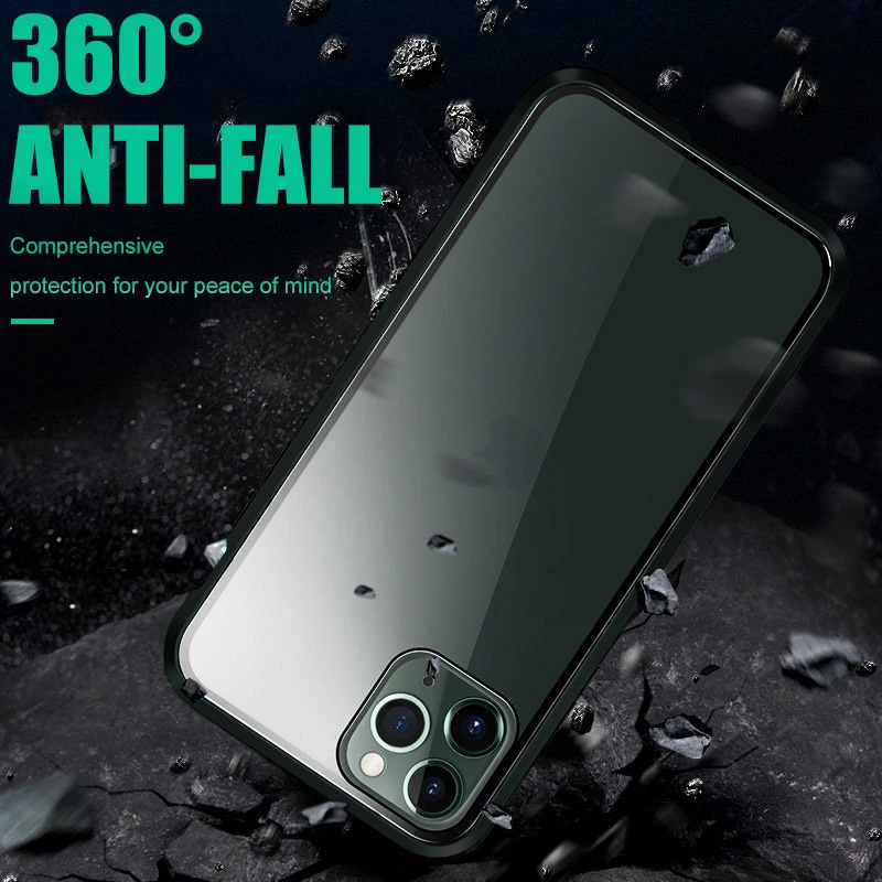 NoXx Hoes Geschikt voor iPhone 6 Hoesje Magnetische Hoes Back Cover Metalen Case Hoes Stevig Telefoonhoesje - Zwart