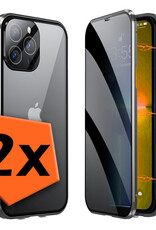 Nomfy Hoesje Geschikt voor iPhone 7 Hoesje Magnetisch Case Back Cover - Hoesje Geschikt voor iPhone 7 Hoes Met Dubbelzijdig Gehard Glas - Zilver - 2X