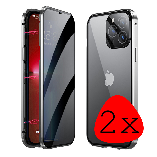 BASEY. Hoes Geschikt voor iPhone 7 Plus Hoesje Magnetisch Back Cover Case - Hoesje Geschikt voor iPhone 7 Plus Hoes 360 graden Bescherming Case - Zilver - 2 Stuks
