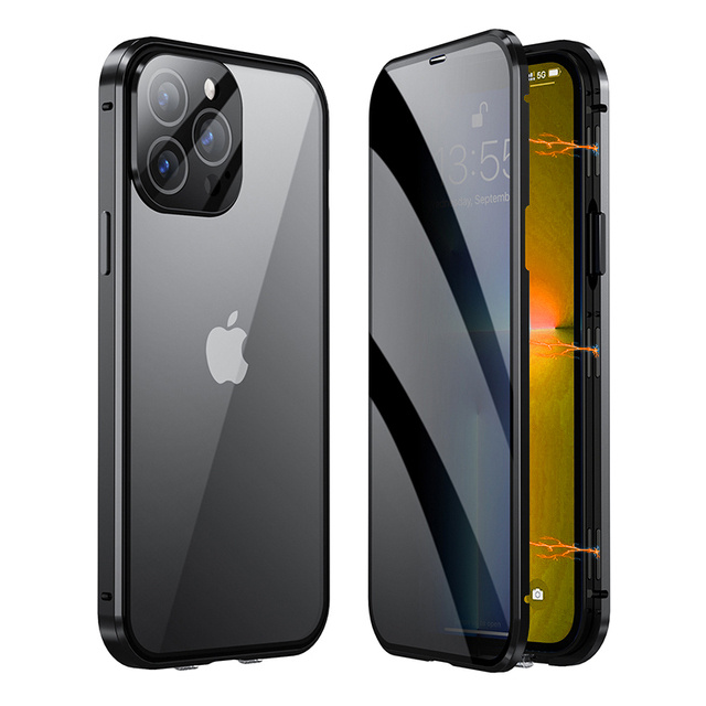 Nomfy Hoesje Geschikt voor iPhone 7 Plus Hoesje Magnetisch Case Back Cover - Hoesje Geschikt voor iPhone 7 Plus Hoes Met Dubbelzijdig Gehard Glas - Zwart