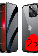 BASEY. Hoes Geschikt voor iPhone 8 Hoesje Magnetisch Back Cover Case - Hoesje Geschikt voor iPhone 8 Hoes 360 graden Bescherming Case - Zilver - 2 Stuks
