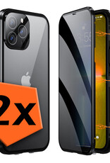 BASEY. Hoes Geschikt voor iPhone 8 Plus Hoesje Magnetisch Back Cover Case - Hoesje Geschikt voor iPhone 8 Plus Hoes 360 graden Bescherming Case - Zwart - 2 Stuks