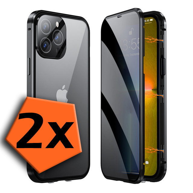 Nomfy Hoesje Geschikt voor iPhone SE 2022 Hoesje Magnetisch Case Back Cover - Hoesje Geschikt voor iPhone SE (2022) Hoes Met Dubbelzijdig Gehard Glas - Zwart - 2X