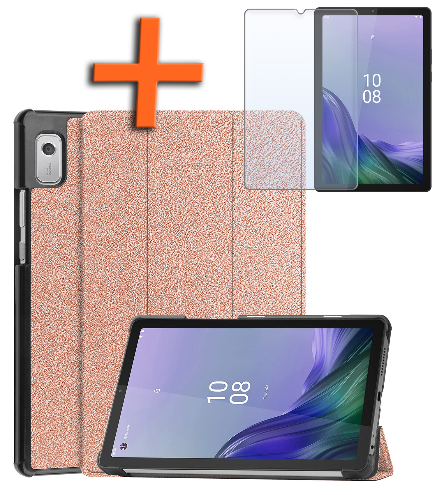 Nomfy Hoes Geschikt voor Lenovo Tab M9 Hoes Tri-fold Tablet Hoesje Case Met Screenprotector - Hoesje Geschikt voor Lenovo Tab M9 Hoesje Hardcover Bookcase - Rosé goud