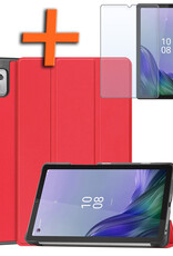Nomfy Hoes Geschikt voor Lenovo Tab M9 Hoes Tri-fold Tablet Hoesje Case Met Screenprotector - Hoesje Geschikt voor Lenovo Tab M9 Hoesje Hardcover Bookcase - Rood