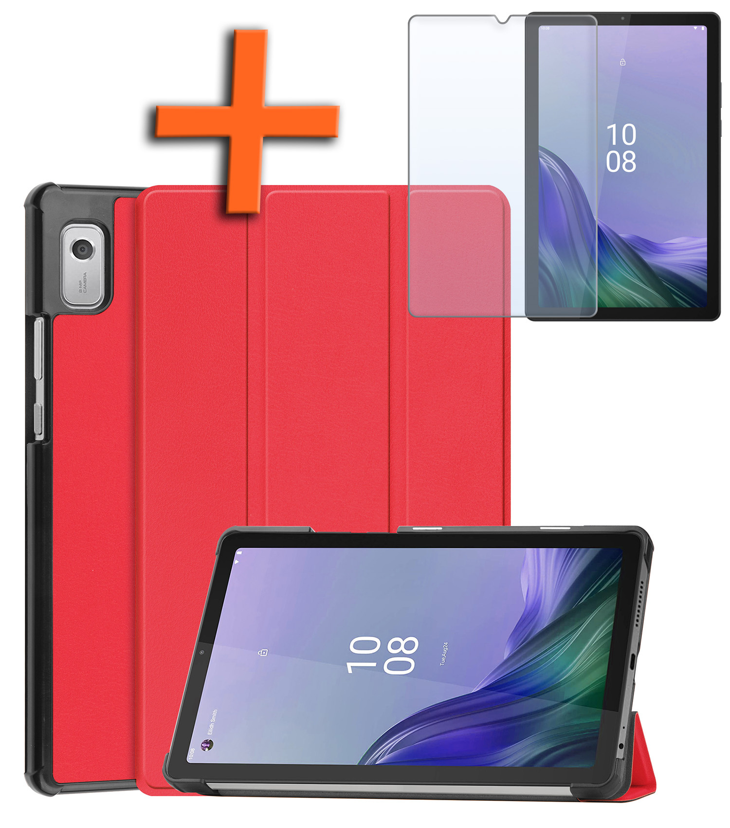 Nomfy Hoes Geschikt voor Lenovo Tab M9 Hoes Tri-fold Tablet Hoesje Case Met Screenprotector - Hoesje Geschikt voor Lenovo Tab M9 Hoesje Hardcover Bookcase - Rood