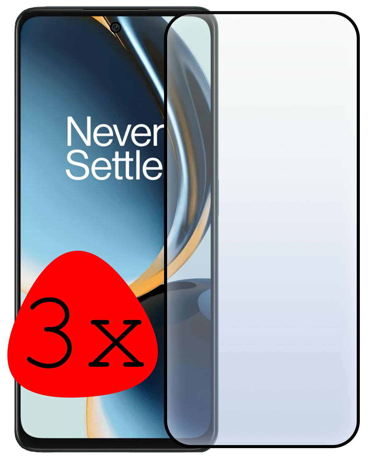 BASEY. Screenprotector Geschikt voor OnePlus Nord CE 3 Lite Screenprotector Beschermglas Full Cover - Screenprotector Geschikt voor OnePlus Nord CE 3 Lite Screen Protector Full Cover - 3 Stuks