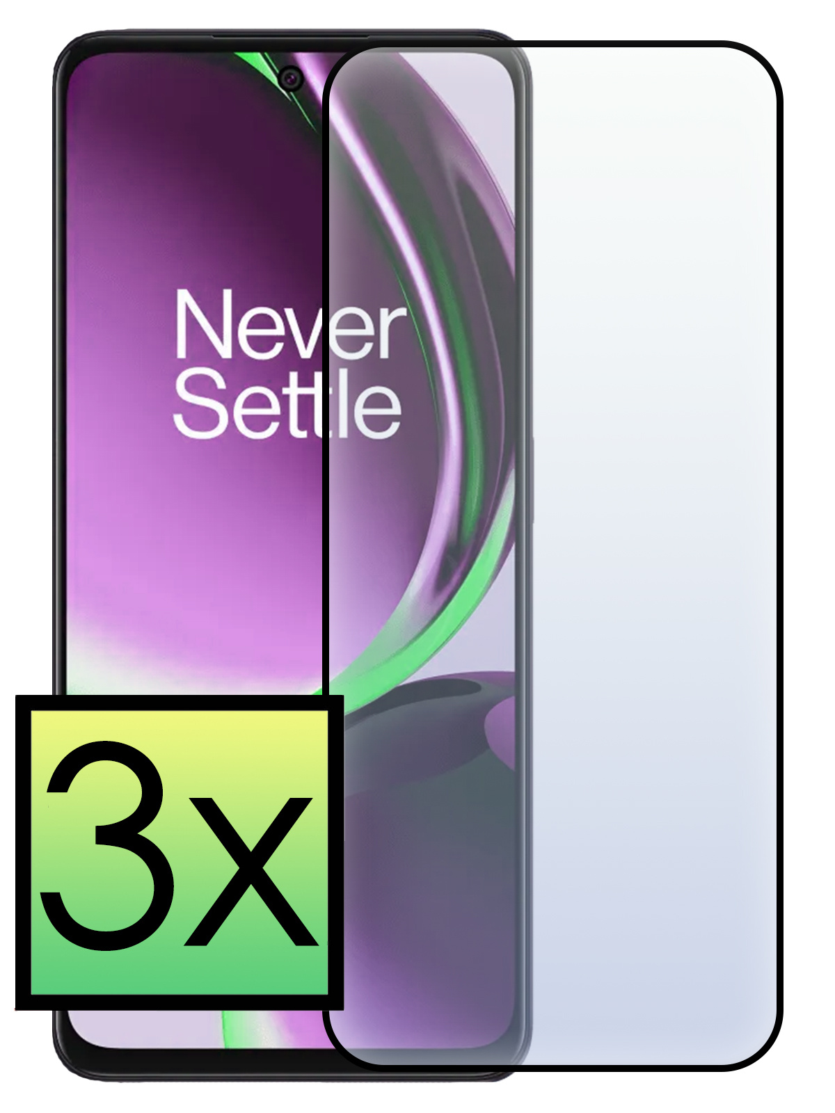 NoXx Screenprotector Geschikt voor OnePlus Nord CE 3 Lite Screenprotector Tempered Glass Gehard Glas Full Cover - 3x