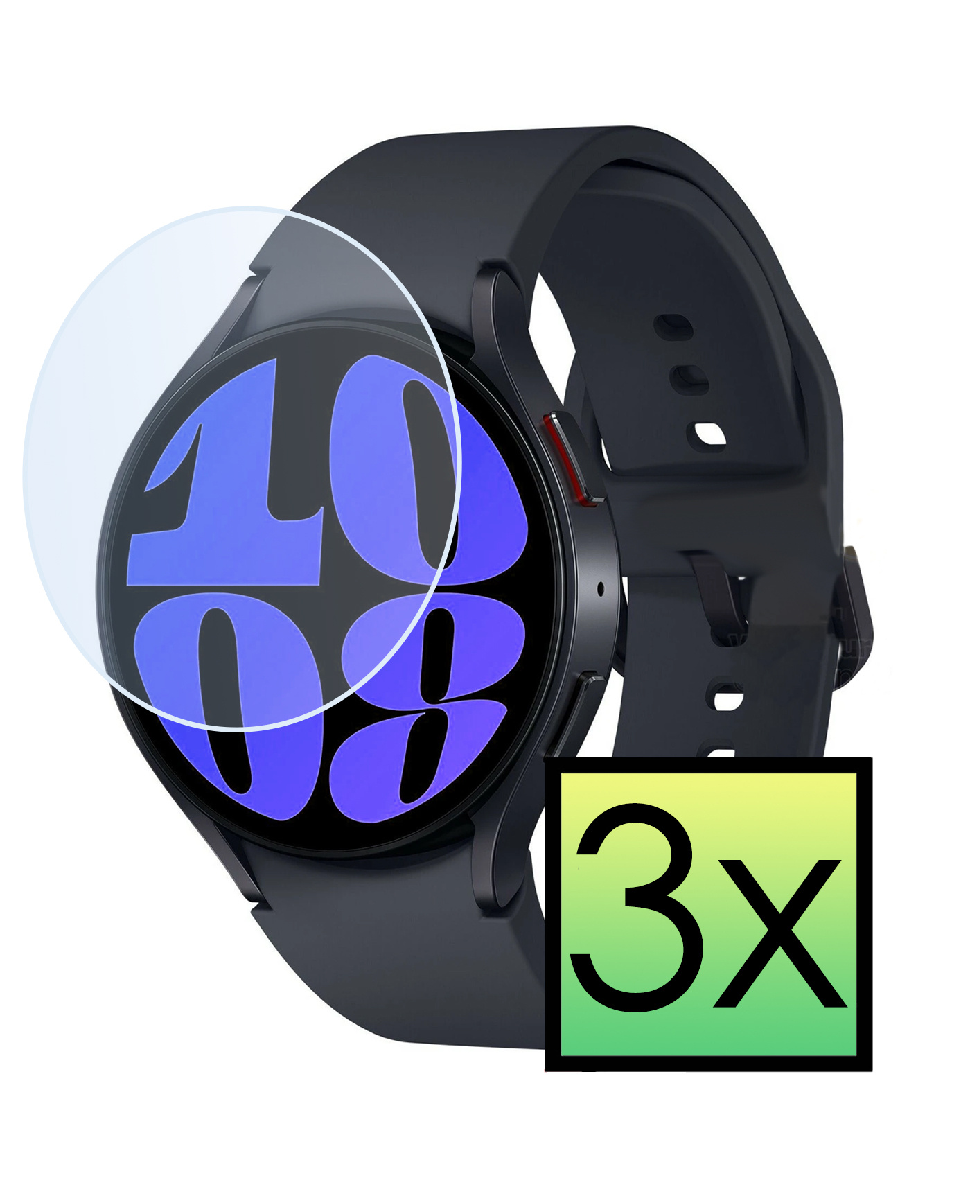 NoXx Screenprotector Geschikt voor Samsung Watch 6 44 mm Screenprotector Tempered Glass Gehard Glas - 3x
