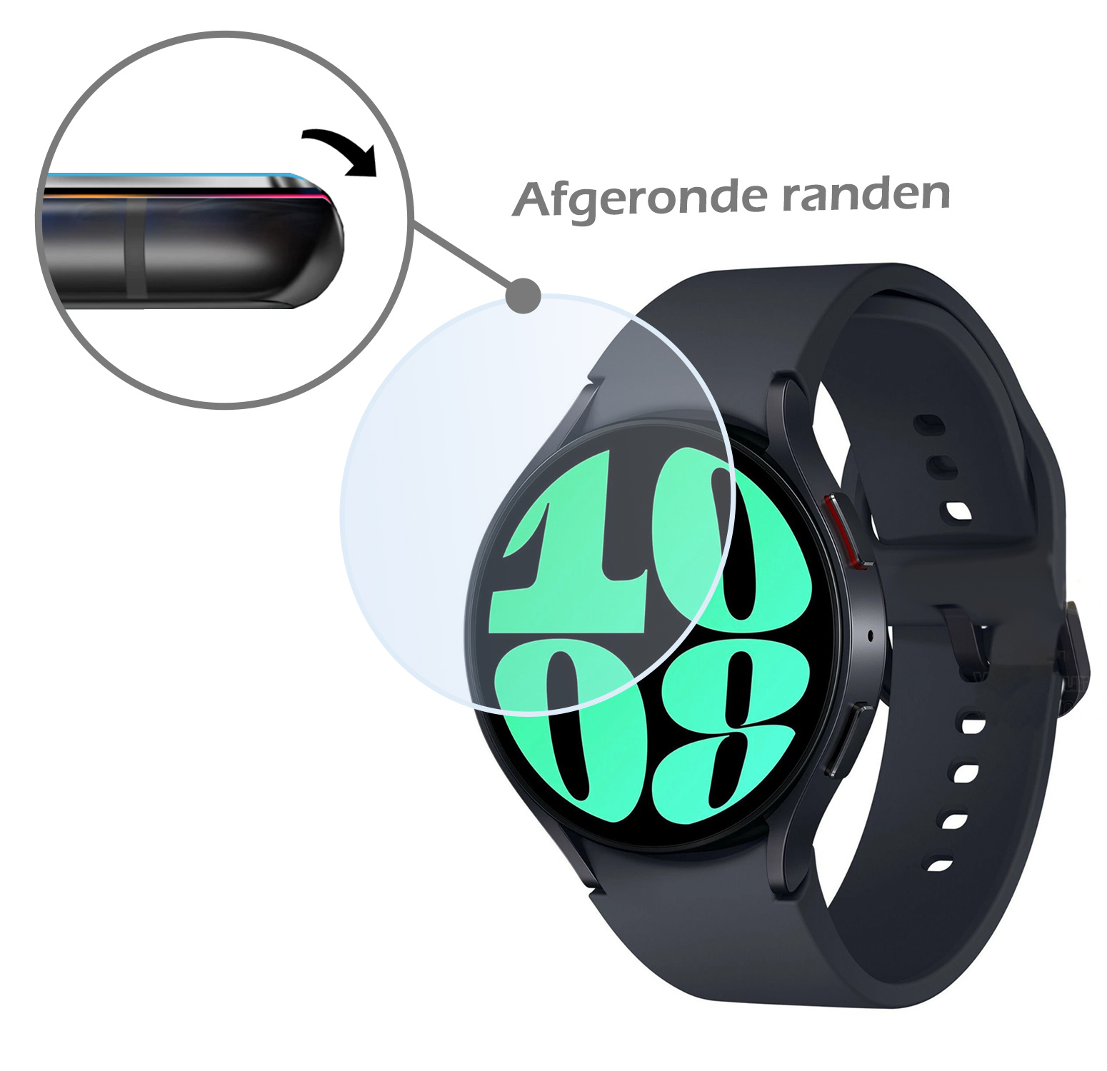 Nomfy Screenprotector Geschikt voor Samsung Watch 6 44 mm Screenprotector Bescherm Glas - Screen Protector Geschikt voor Samsung Galaxy Watch 6 (44 mm) Screenprotector Tempered Glass