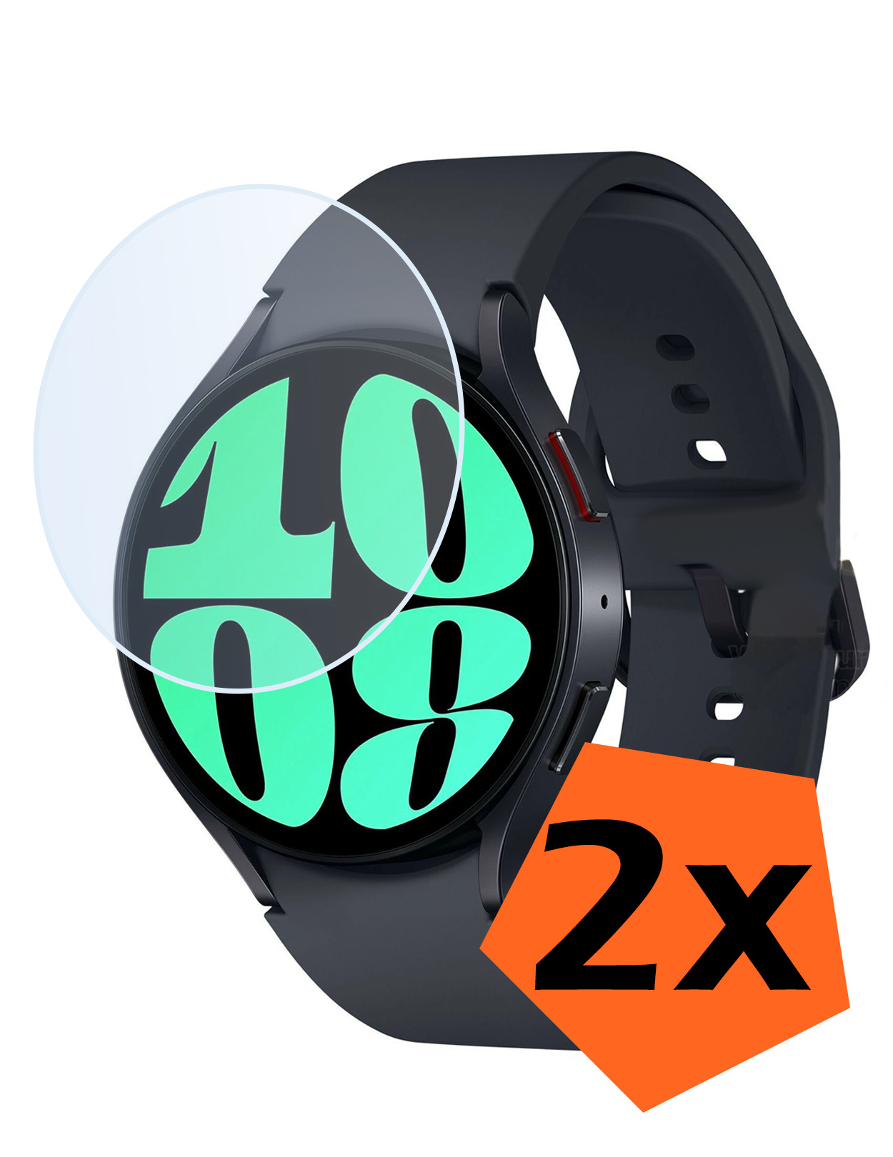 Nomfy Screenprotector Geschikt voor Samsung Watch 6 44 mm Screenprotector Bescherm Glas - Screen Protector Geschikt voor Samsung Galaxy Watch 6 (44 mm) Screenprotector Tempered Glass - 2 PACK