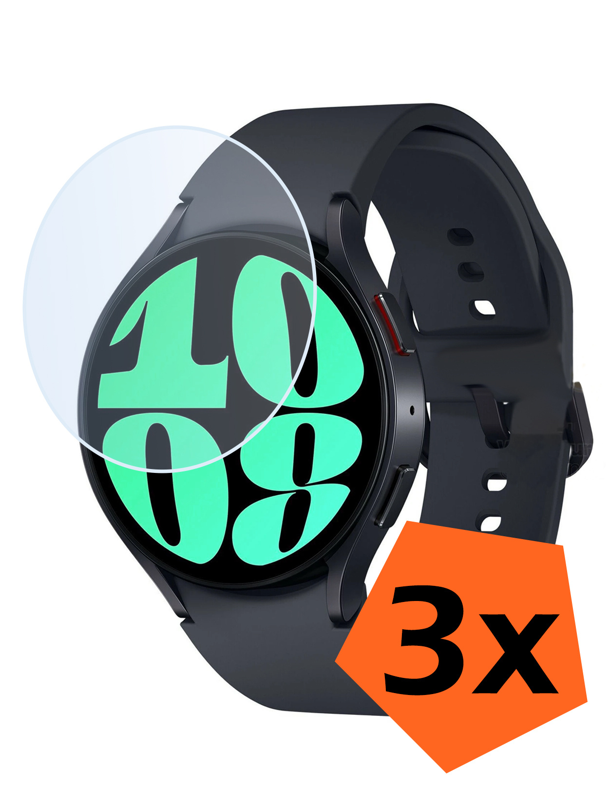 Nomfy Screenprotector Geschikt voor Samsung Watch 6 44 mm Screenprotector Bescherm Glas - Screen Protector Geschikt voor Samsung Galaxy Watch 6 (44 mm) Screenprotector Tempered Glass - 3 PACK