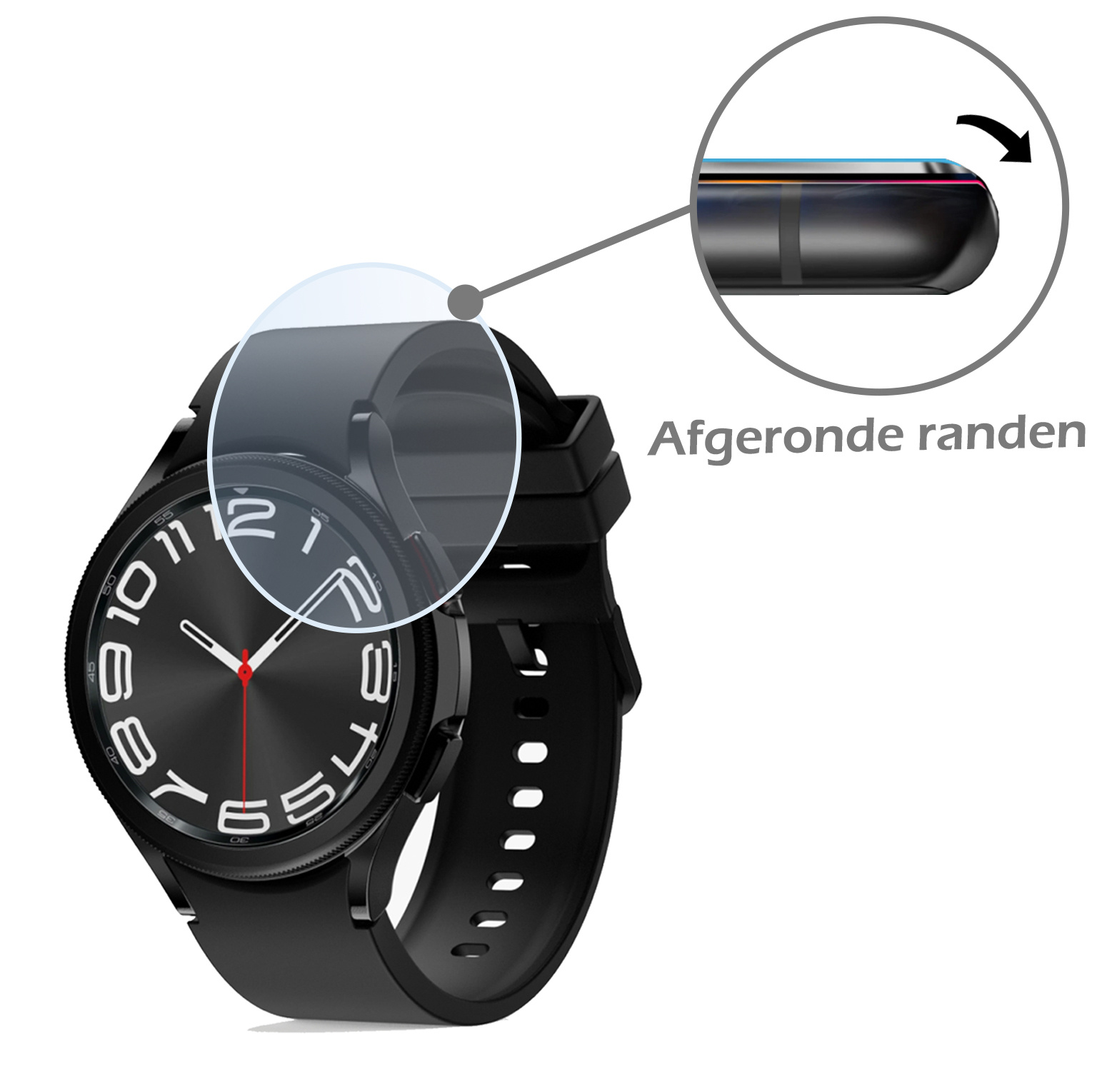 Nomfy Screenprotector Geschikt voor Samsung Watch 6 Classic 43 mm Screenprotector Bescherm Glas - Screen Protector Geschikt voor Samsung Galaxy Watch 6 Classic (43 mm) Screenprotector Tempered Glass - 2 PACK