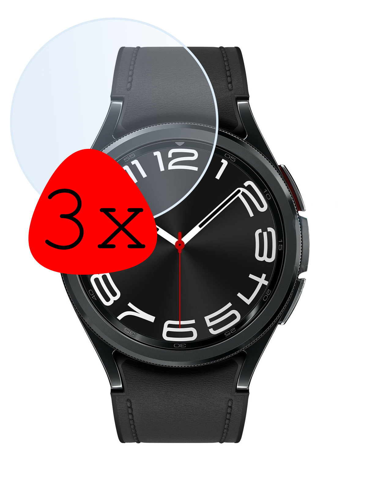 BASEY. Screenprotector Geschikt voor Samsung Watch 6 Classic 47 mm Screenprotector Tempered Glass Beschermglas - Screenprotector Geschikt voor Samsung Galaxy Watch 6 Classic (47 mm) Screen Protector - 3 Stuks