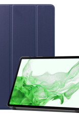 BASEY. Hoesje Geschikt voor Samsung Galaxy Tab S9 Hoes Case Tablet Hoesje Tri-fold Met Uitsparing Geschikt voor S Pen - Hoes Geschikt voor Samsung Tab S9 Hoesje Hard Cover Bookcase Hoes - Donkerblauw