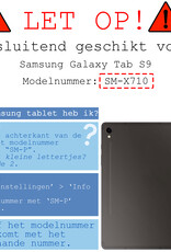 BASEY. Hoesje Geschikt voor Samsung Galaxy Tab S9 Hoes Case Tablet Hoesje Tri-fold Met Uitsparing Geschikt voor S Pen - Hoes Geschikt voor Samsung Tab S9 Hoesje Hard Cover Bookcase Hoes - Donkerblauw