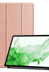 BASEY. Hoesje Geschikt voor Samsung Galaxy Tab S9 Hoes Case Tablet Hoesje Tri-fold Met Uitsparing Geschikt voor S Pen - Hoes Geschikt voor Samsung Tab S9 Hoesje Hard Cover Bookcase Hoes - Rosé goud