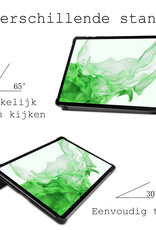 BASEY. Hoesje Geschikt voor Samsung Galaxy Tab S9 Hoes Case Tablet Hoesje Tri-fold Met Uitsparing Geschikt voor S Pen - Hoes Geschikt voor Samsung Tab S9 Hoesje Hard Cover Bookcase Hoes - Rosé goud