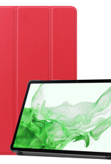 BASEY. Hoesje Geschikt voor Samsung Galaxy Tab S9 Hoes Case Tablet Hoesje Tri-fold Met Uitsparing Geschikt voor S Pen - Hoes Geschikt voor Samsung Tab S9 Hoesje Hard Cover Bookcase Hoes - Rood