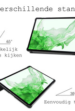 BASEY. Hoesje Geschikt voor Samsung Galaxy Tab S9 Plus Hoes Case Tablet Hoesje Tri-fold Met Uitsparing Geschikt voor S Pen - Hoes Geschikt voor Samsung Tab S9 Plus Hoesje Hard Cover Bookcase Hoes - Donkerblauw