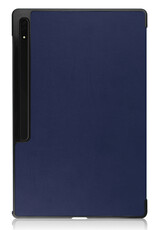 BASEY. Hoesje Geschikt voor Samsung Galaxy Tab S9 Ultra Hoes Case Tablet Hoesje Tri-fold Met Uitsparing Geschikt voor S Pen - Hoes Geschikt voor Samsung Tab S9 Ultra Hoesje Hard Cover Bookcase Hoes - Donkerblauw