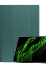 BASEY. Hoesje Geschikt voor Samsung Galaxy Tab S9 Ultra Hoes Case Tablet Hoesje Tri-fold Met Uitsparing Geschikt voor S Pen - Hoes Geschikt voor Samsung Tab S9 Ultra Hoesje Hard Cover Bookcase Hoes - Donkergroen