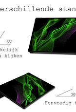 BASEY. Hoesje Geschikt voor Samsung Galaxy Tab S9 Ultra Hoes Case Tablet Hoesje Tri-fold Met Uitsparing Geschikt voor S Pen - Hoes Geschikt voor Samsung Tab S9 Ultra Hoesje Hard Cover Bookcase Hoes - Donkergroen