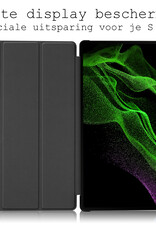 BASEY. Hoesje Geschikt voor Samsung Galaxy Tab S9 Ultra Hoes Case Tablet Hoesje Tri-fold Met Uitsparing Geschikt voor S Pen - Hoes Geschikt voor Samsung Tab S9 Ultra Hoesje Hard Cover Bookcase Hoes - Donkergroen
