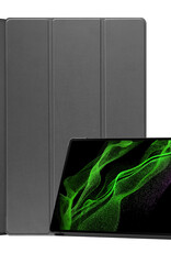 BASEY. Hoesje Geschikt voor Samsung Galaxy Tab S9 Ultra Hoes Case Tablet Hoesje Tri-fold Met Uitsparing Geschikt voor S Pen - Hoes Geschikt voor Samsung Tab S9 Ultra Hoesje Hard Cover Bookcase Hoes - Grijs