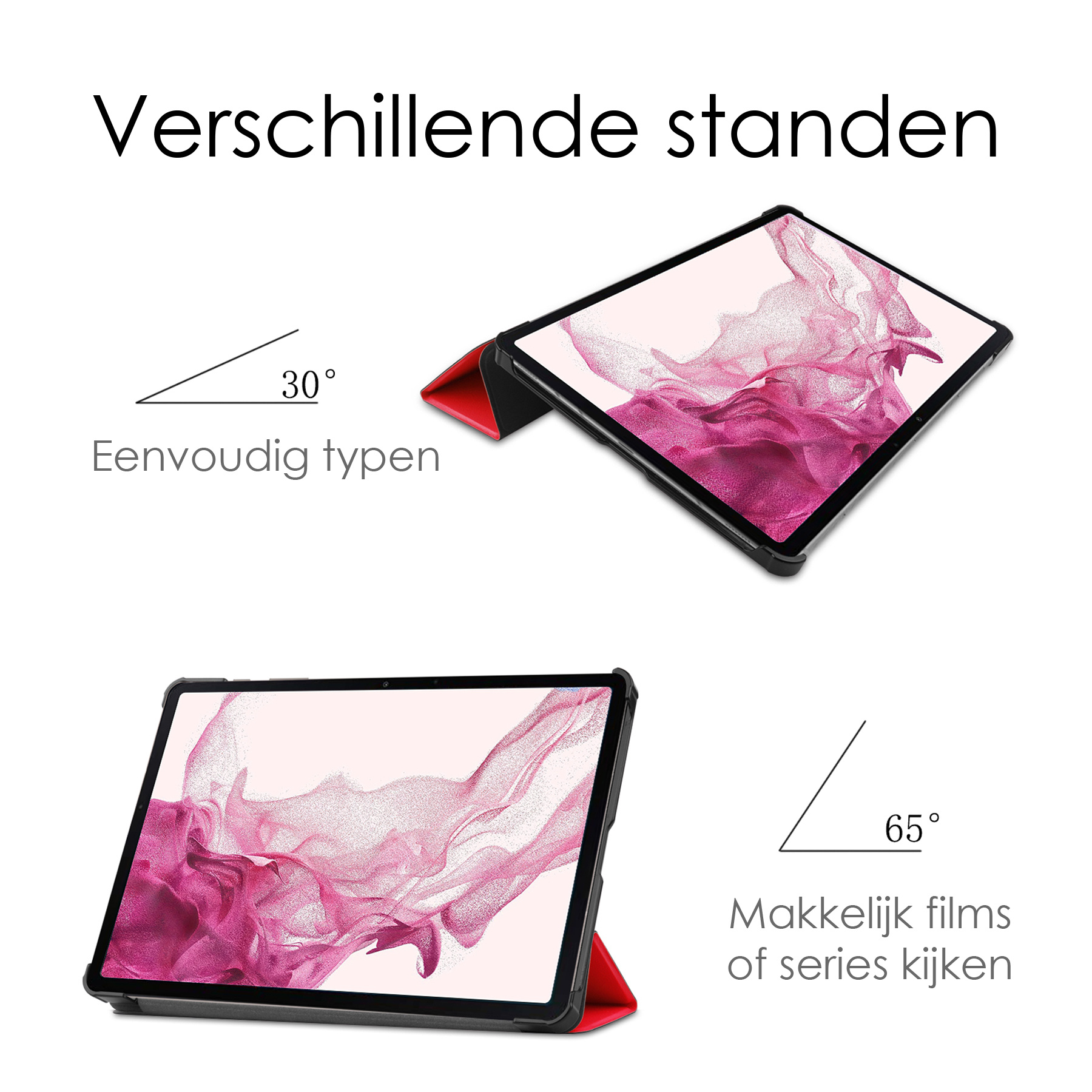NoXx Hoesje Geschikt voor Samsung Galaxy Tab S9 Plus Hoesje Case Hard Cover Hoes Book Case Met Uitsparing Geschikt voor S Pen - Rood