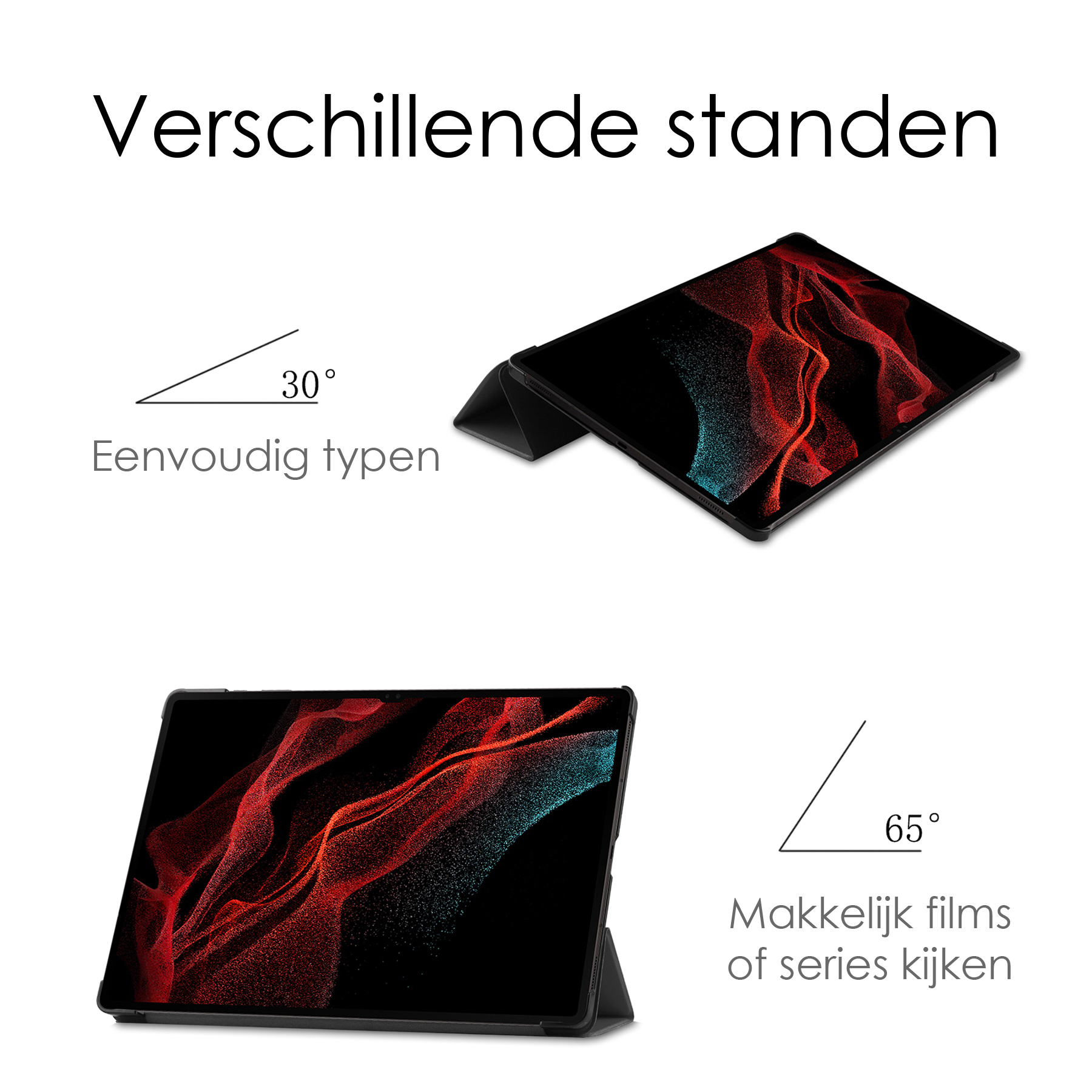 NoXx Hoesje Geschikt voor Samsung Galaxy Tab S9 Ultra Hoesje Case Hard Cover Hoes Book Case Met Uitsparing Geschikt voor S Pen - Grijs