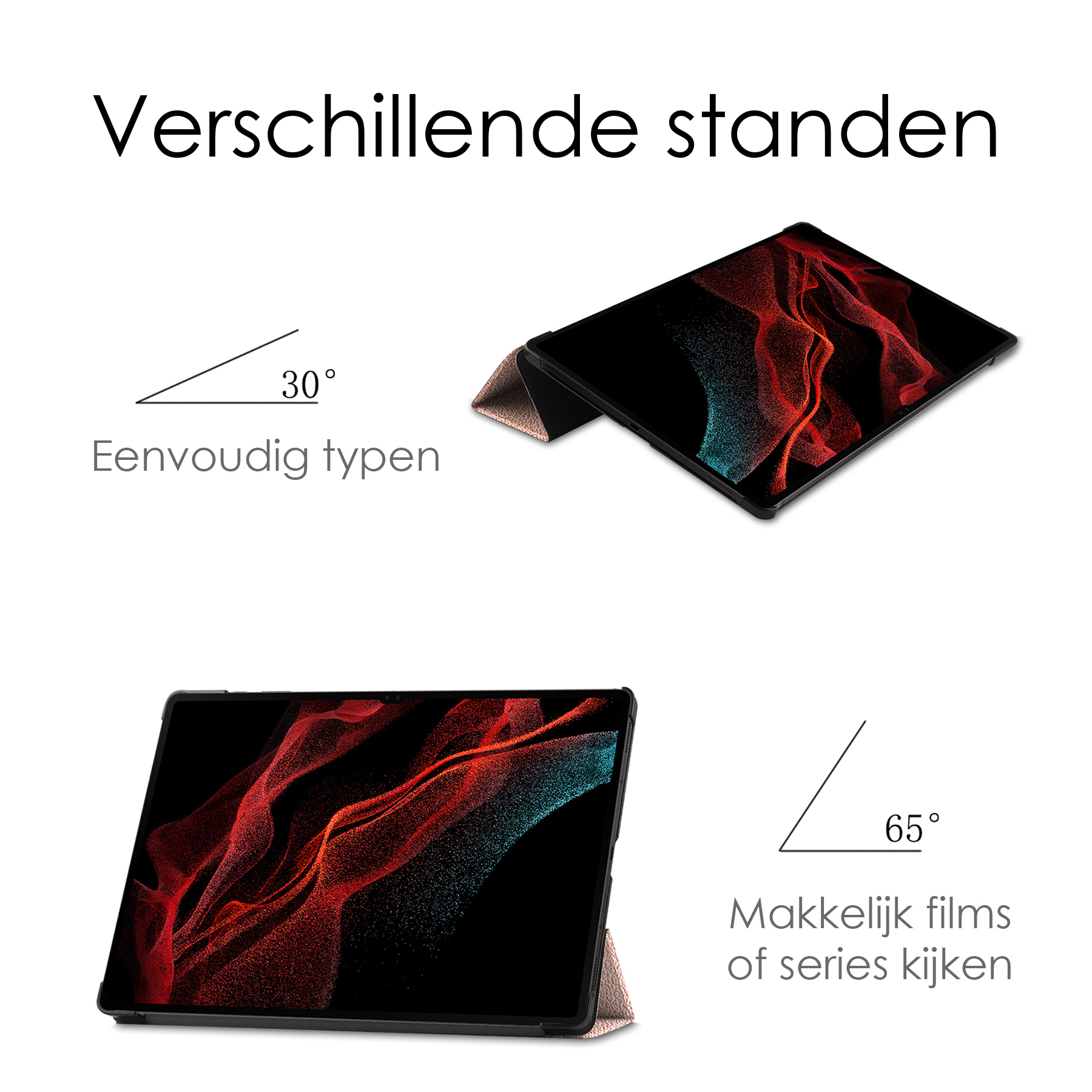 NoXx Hoesje Geschikt voor Samsung Galaxy Tab S9 Ultra Hoesje Case Hard Cover Hoes Book Case Met Uitsparing Geschikt voor S Pen - Rosé goud