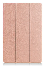 Nomfy Hoes Geschikt voor Samsung Galaxy Tab S9 Hoes Tri-fold Tablet Hoesje Case Met Uitsparing Geschikt voor S Pen - Hoesje Geschikt voor Samsung Tab S9 Hoesje Hardcover Bookcase - Rosé goud