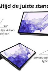 Nomfy Hoes Geschikt voor Samsung Galaxy Tab S9 Hoes Tri-fold Tablet Hoesje Case Met Uitsparing Geschikt voor S Pen - Hoesje Geschikt voor Samsung Tab S9 Hoesje Hardcover Bookcase - Rosé goud