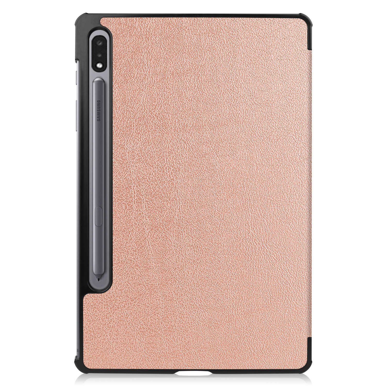 Nomfy Hoes Geschikt voor Samsung Galaxy Tab S9 Hoes Tri-fold Tablet Hoesje Case Met Uitsparing Geschikt voor S Pen - Hoesje Geschikt voor Samsung Tab S9 Hoesje Hardcover Bookcase - Rosé goud