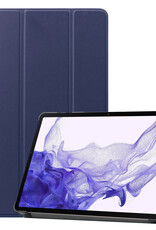 Nomfy Hoes Geschikt voor Samsung Galaxy Tab S9 Plus Hoes Tri-fold Tablet Hoesje Case Met Uitsparing Geschikt voor S Pen - Hoesje Geschikt voor Samsung Tab S9 Plus Hoesje Hardcover Bookcase - Donkerblauw