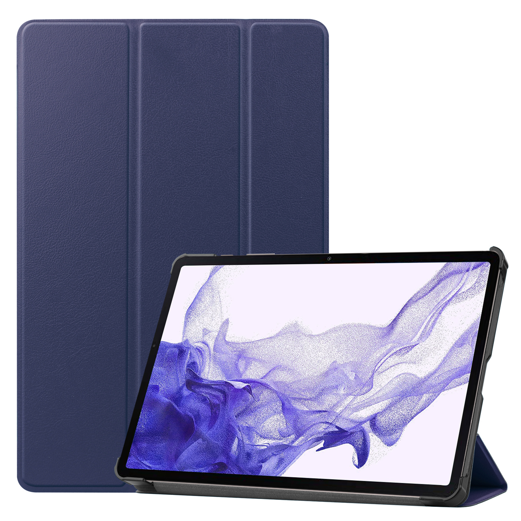 Nomfy Hoes Geschikt voor Samsung Galaxy Tab S9 Plus Hoes Tri-fold Tablet Hoesje Case Met Uitsparing Geschikt voor S Pen - Hoesje Geschikt voor Samsung Tab S9 Plus Hoesje Hardcover Bookcase - Donkerblauw