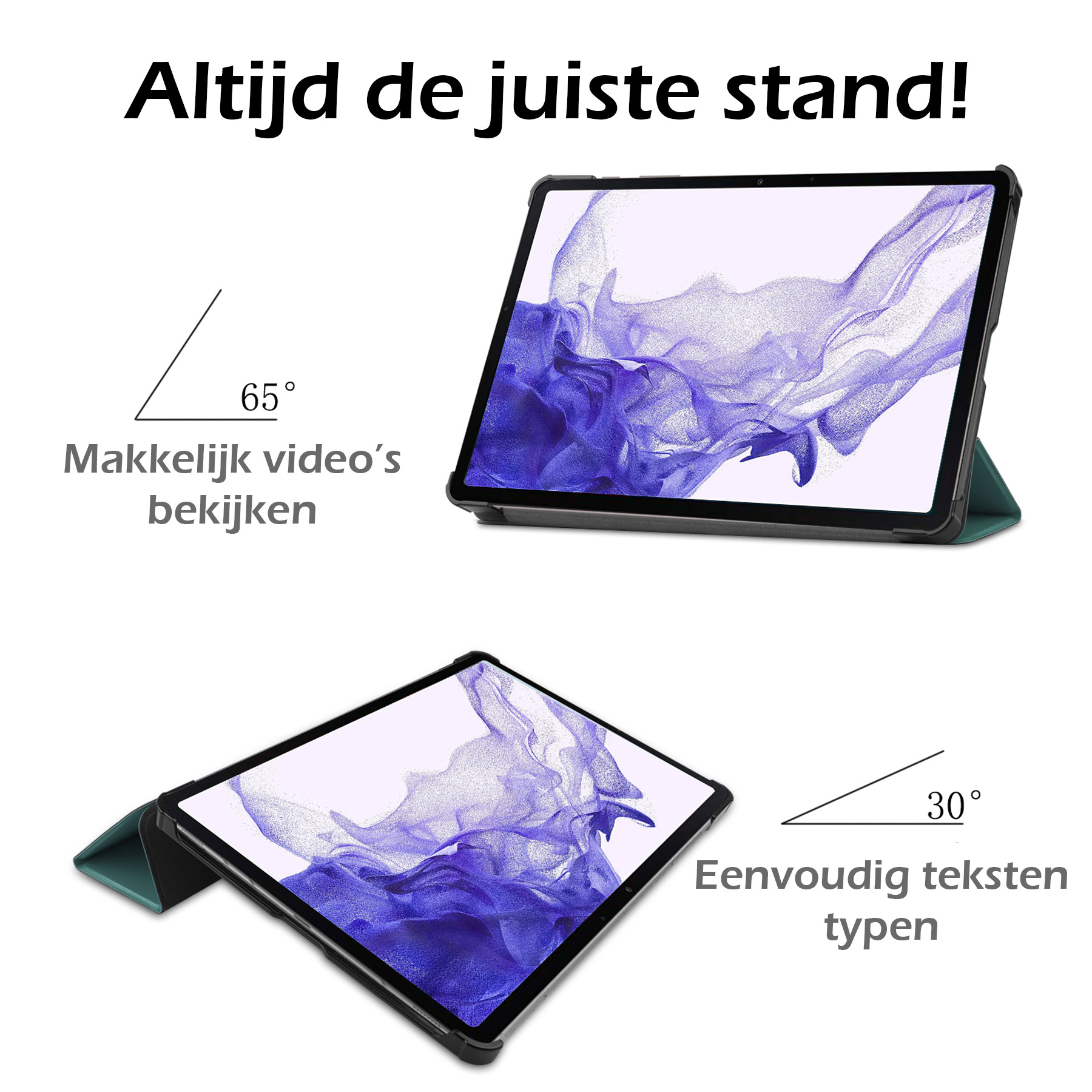 Nomfy Hoes Geschikt voor Samsung Galaxy Tab S9 Plus Hoes Tri-fold Tablet Hoesje Case Met Uitsparing Geschikt voor S Pen - Hoesje Geschikt voor Samsung Tab S9 Plus Hoesje Hardcover Bookcase - Donkergroen