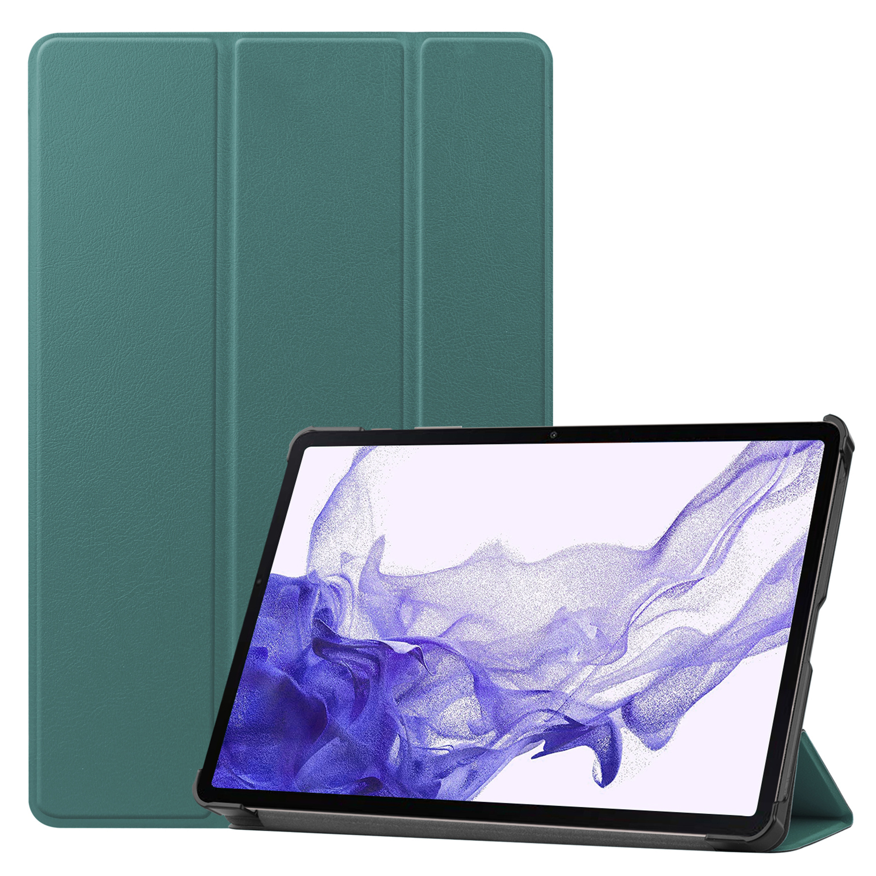 Nomfy Hoes Geschikt voor Samsung Galaxy Tab S9 Plus Hoes Tri-fold Tablet Hoesje Case Met Uitsparing Geschikt voor S Pen - Hoesje Geschikt voor Samsung Tab S9 Plus Hoesje Hardcover Bookcase - Donkergroen
