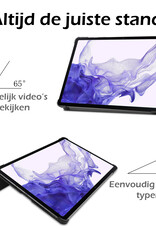 Nomfy Hoes Geschikt voor Samsung Galaxy Tab S9 Plus Hoes Tri-fold Tablet Hoesje Case Met Uitsparing Geschikt voor S Pen - Hoesje Geschikt voor Samsung Tab S9 Plus Hoesje Hardcover Bookcase - Grijs