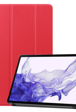 Nomfy Hoes Geschikt voor Samsung Galaxy Tab S9 Plus Hoes Tri-fold Tablet Hoesje Case Met Uitsparing Geschikt voor S Pen - Hoesje Geschikt voor Samsung Tab S9 Plus Hoesje Hardcover Bookcase - Rood