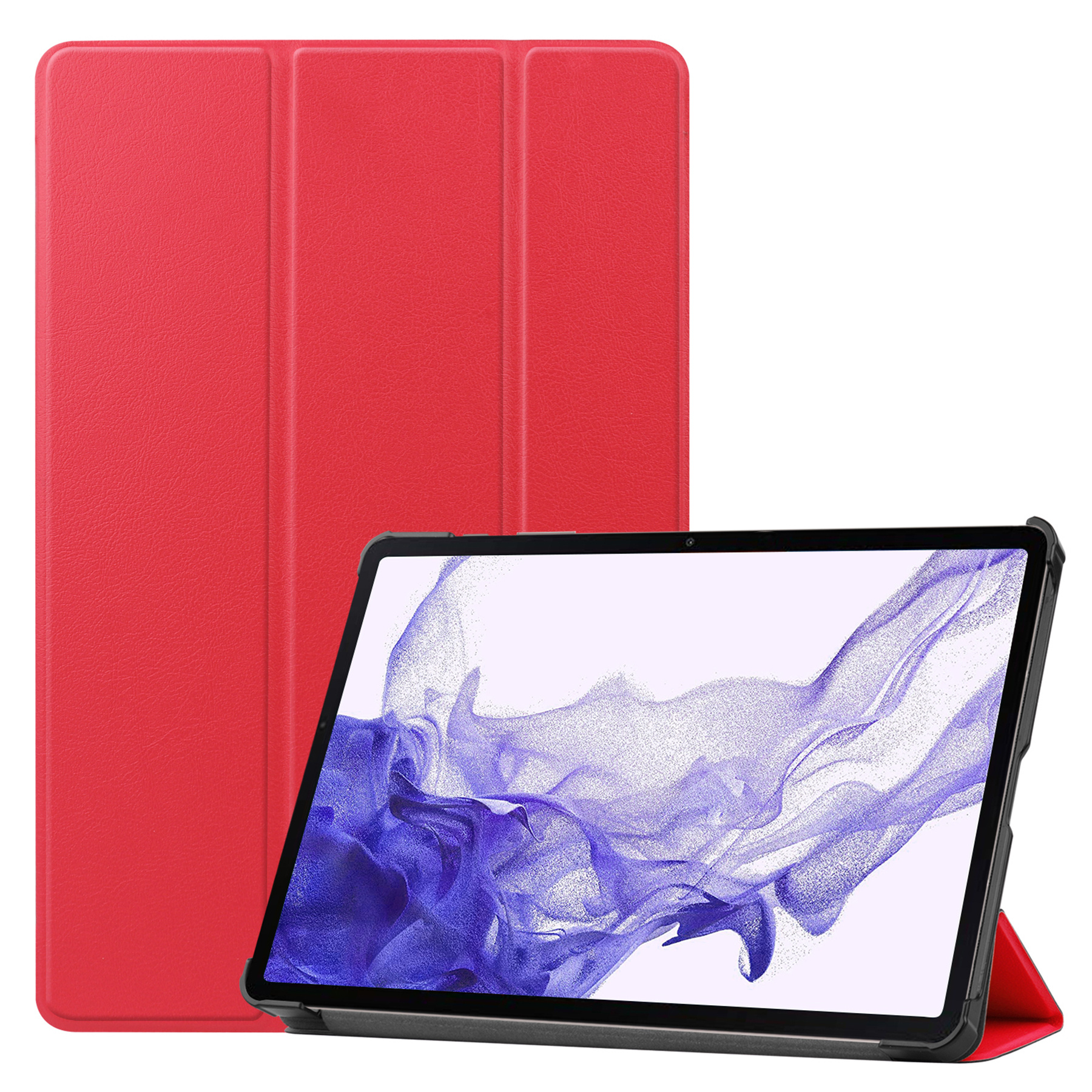 Nomfy Hoes Geschikt voor Samsung Galaxy Tab S9 Plus Hoes Tri-fold Tablet Hoesje Case Met Uitsparing Geschikt voor S Pen - Hoesje Geschikt voor Samsung Tab S9 Plus Hoesje Hardcover Bookcase - Rood