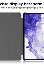 Nomfy Hoes Geschikt voor Samsung Galaxy Tab S9 Plus Hoes Tri-fold Tablet Hoesje Case Met Uitsparing Geschikt voor S Pen - Hoesje Geschikt voor Samsung Tab S9 Plus Hoesje Hardcover Bookcase - Rood