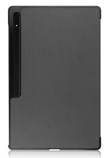 Nomfy Hoes Geschikt voor Samsung Galaxy Tab S9 Ultra Hoes Tri-fold Tablet Hoesje Case Met Uitsparing Geschikt voor S Pen - Hoesje Geschikt voor Samsung Tab S9 Ultra Hoesje Hardcover Bookcase - Grijs