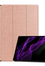 Nomfy Hoes Geschikt voor Samsung Galaxy Tab S9 Ultra Hoes Tri-fold Tablet Hoesje Case Met Uitsparing Geschikt voor S Pen - Hoesje Geschikt voor Samsung Tab S9 Ultra Hoesje Hardcover Bookcase - Rosé goud