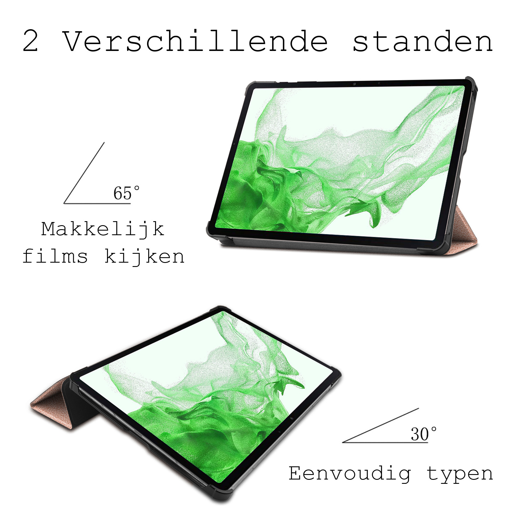 BASEY. Samsung Galaxy Tab S9 Hoes Bookcase Met S Pen Uitsparing Met Screenprotector - Samsung Tab S9 Hoesje Book Case Cover - 11 inch  - Rosé Goud